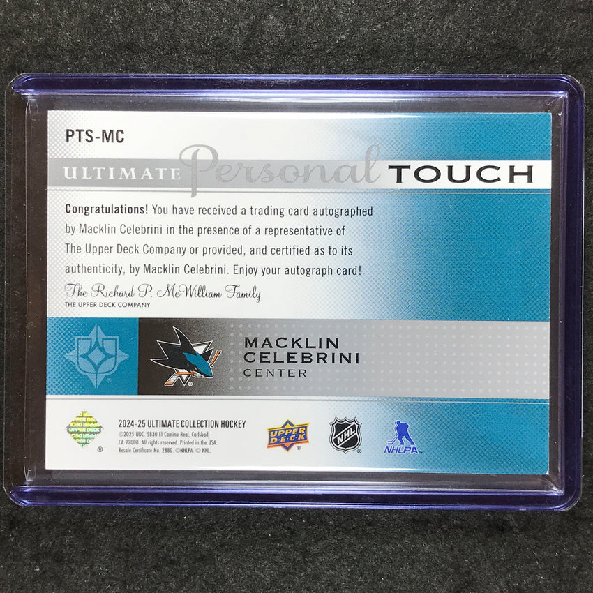 2024-25 Ultimate Hockey MACKLIN CELEBRINI Personal Touch Hero Rookie Auto 13/25