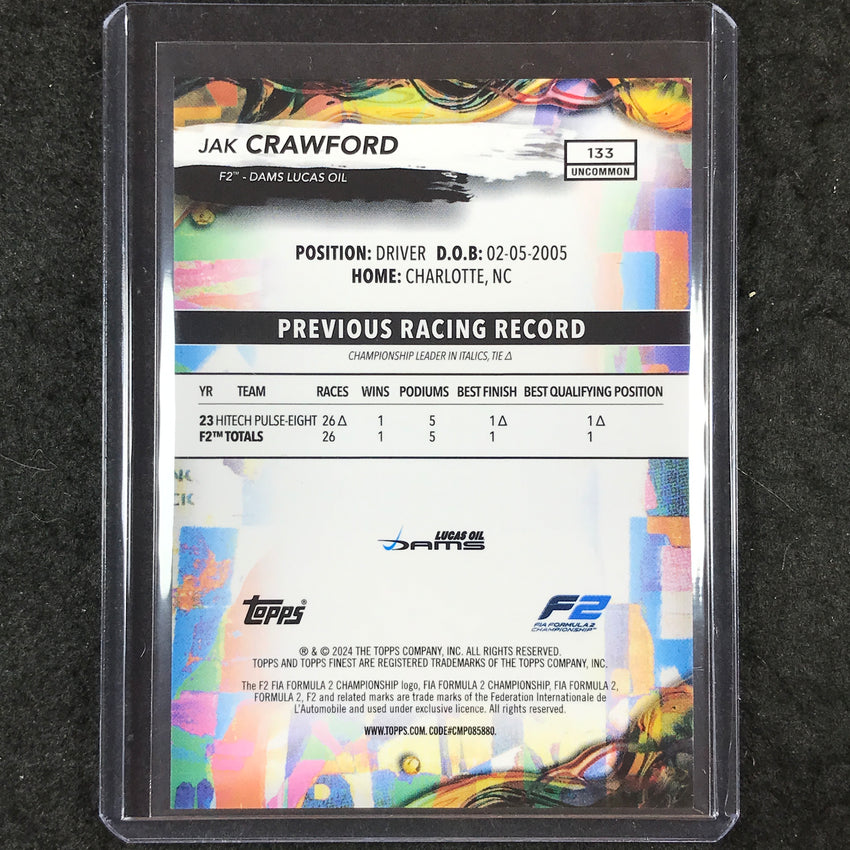 2024 Topps Finest Formula 1 JAK CRAWFORD Uncommon Superfractor 1/1 #133