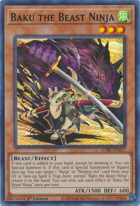 Baku The Beast Ninja - DABL-EN017 - Super Rare 1st Edition