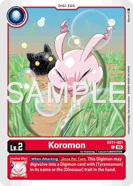 PLAYSET (4) 4x Koromon (EX11-001) Common - Digimon Dawn of Liberator