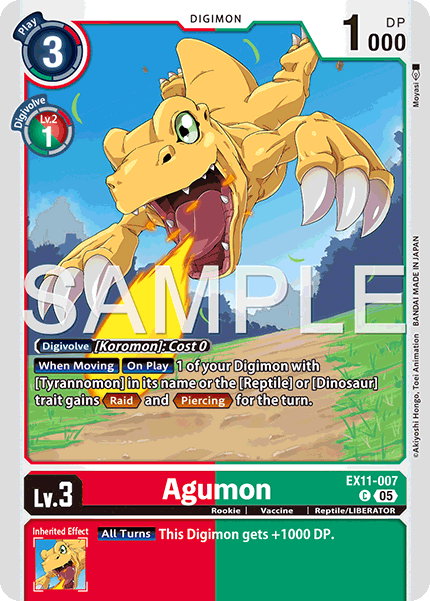 PLAYSET (4) 4x Agumon (EX11-007) Common - Digimon Dawn of Liberator