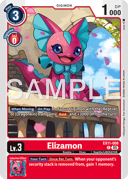 PLAYSET (4) 4x Elizamon (EX11-008) Common - Digimon Dawn of Liberator