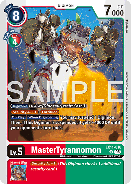 PLAYSET (4) 4x MasterTyrannomon (EX11-010) Uncommon - Digimon Dawn of Liberator