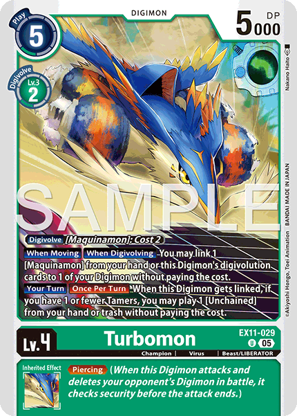 PLAYSET (4) 4x Turbomon (EX11-029) Uncommon - Digimon Dawn of Liberator