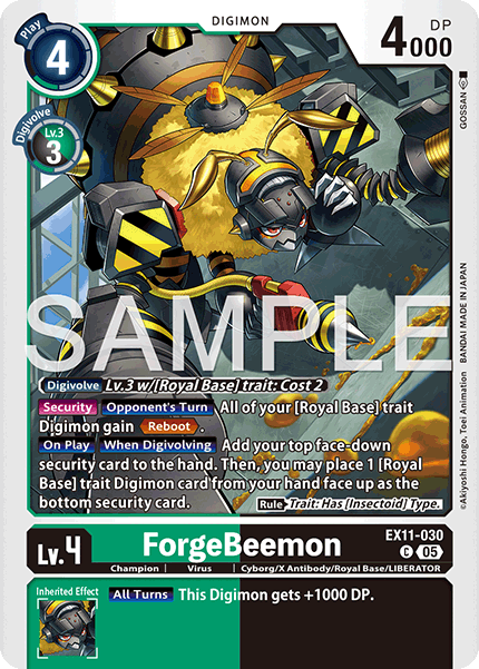 PLAYSET (4) 4x ForgeBeemon (EX11-030) Common - Digimon Dawn of Liberator