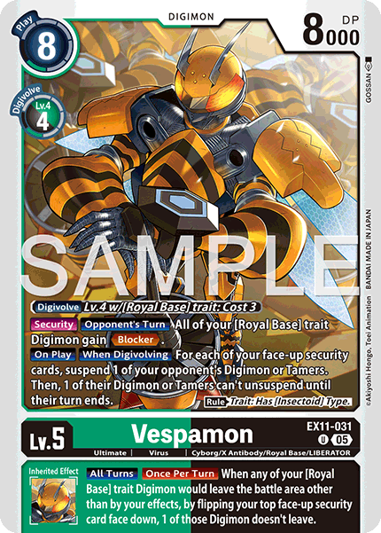 PLAYSET (4) 4x Vespamon (EX11-031) Uncommon - Digimon Dawn of Liberator