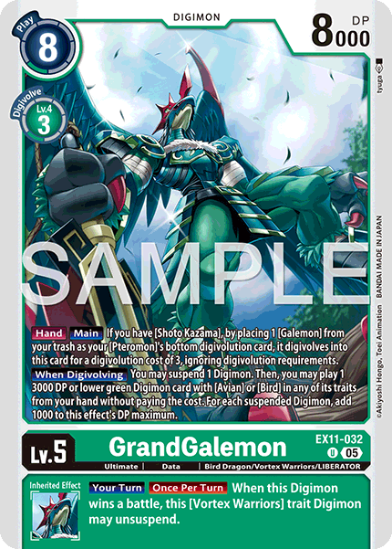 PLAYSET (4) 4x GrandGalemon (EX11-032) Uncommon - Digimon Dawn of Liberator