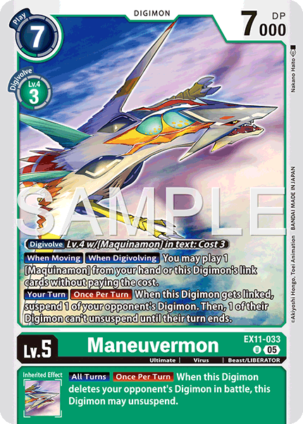 PLAYSET (4) 4x Maneuvermon (EX11-033) Uncommon - Digimon Dawn of Liberator
