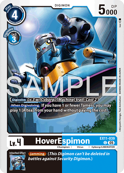 PLAYSET (4) 4x HoverEspimon (EX11-039) Common - Digimon Dawn of Liberator