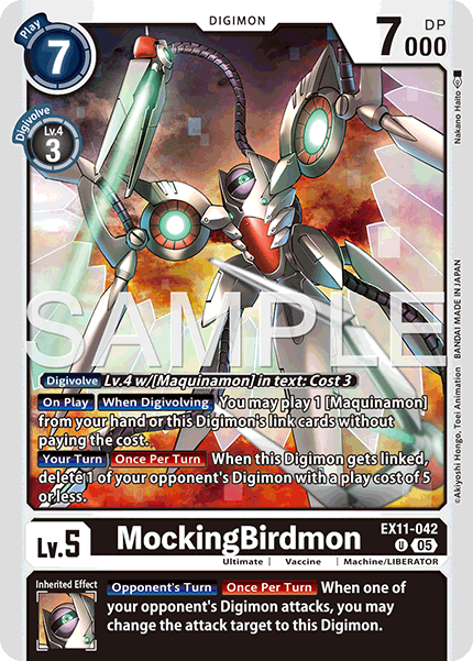 PLAYSET (4) 4x MockingBirdmon (EX11-042) Uncommon - Digimon Dawn of Liberator