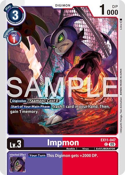PLAYSET (4) 4x Impmon (EX11-047) Common - Digimon Dawn of Liberator