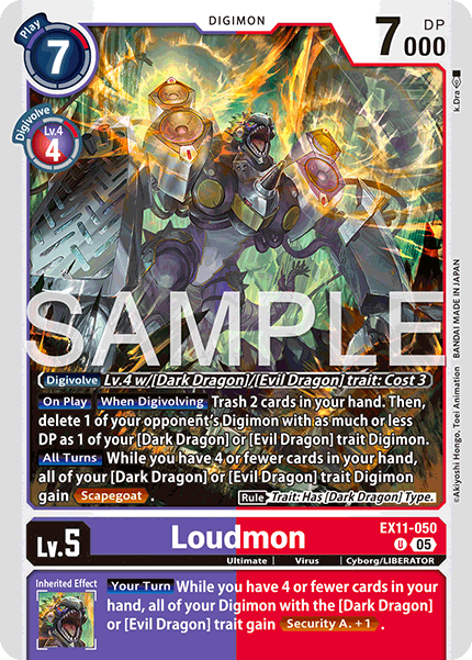PLAYSET (4) 4x Loudmon (EX11-050) Uncommon - Digimon Dawn of Liberator