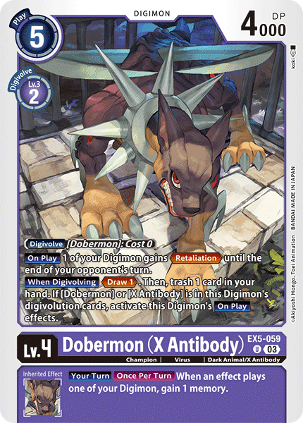 Plasyet 4 4x Dobermon X Antibody Ex5-059 - Uncommon Ex05 Animal Colosseum