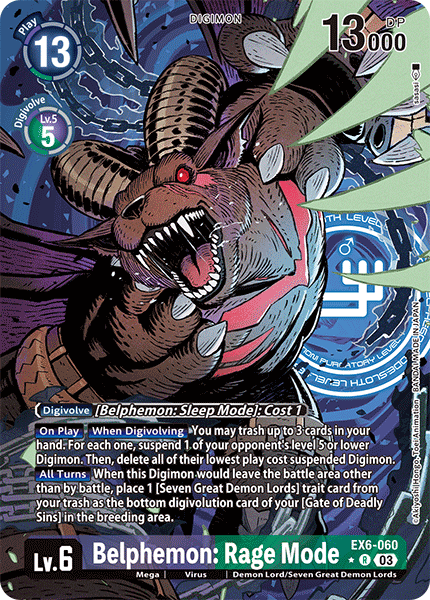 ALTERNATE ART Belphemon: Rage Mode EX6-060 - R EX06 Infernal Ascension