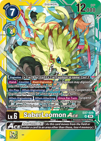 SaberLeomon ACE EX7-029 - Super Rare EX07 Digimon Liberator