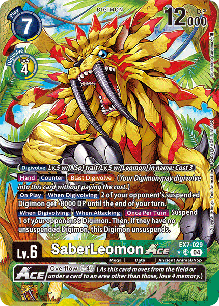 ALTERNATE ART SaberLeomon ACE EX7-029 - SR EX07 Digimon Liberator