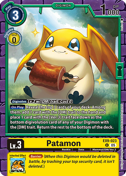PLAYSET (4) 4x Patamon (EX9-023) - Uncommon EX09 Versus Monsters