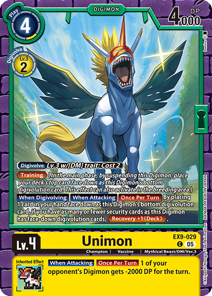 PLAYSET (4) 4x Unimon (EX9-029) - Common EX09 Versus Monsters