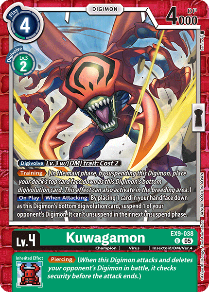 PLAYSET (4) 4x Kuwagamon (EX9-038) - Uncommon EX09 Versus Monsters
