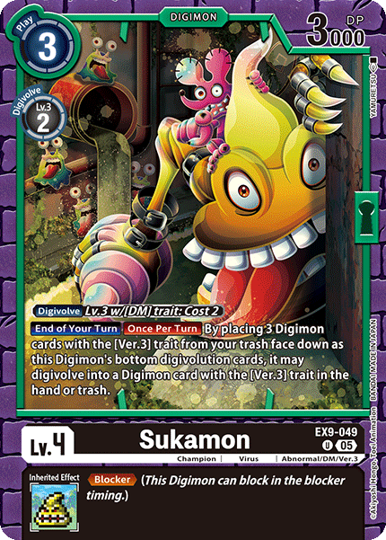 PLAYSET (4) 4x Sukamon (EX9-049) - Uncommon EX09 Versus Monsters