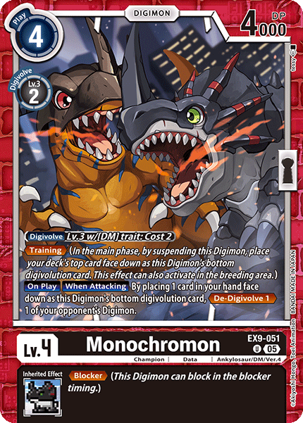 PLAYSET (4) 4x Monochromon (EX9-051) - Uncommon EX09 Versus Monsters