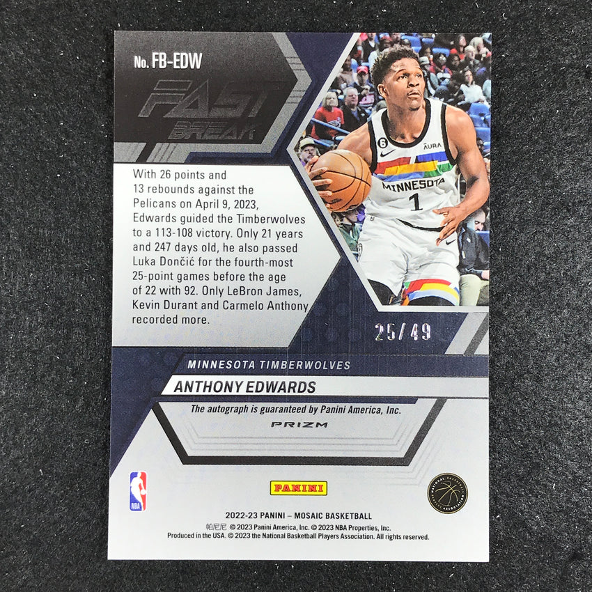 2022-23 Mosaic Anthony Edwards Fast Break Auto Red Disco 25/49