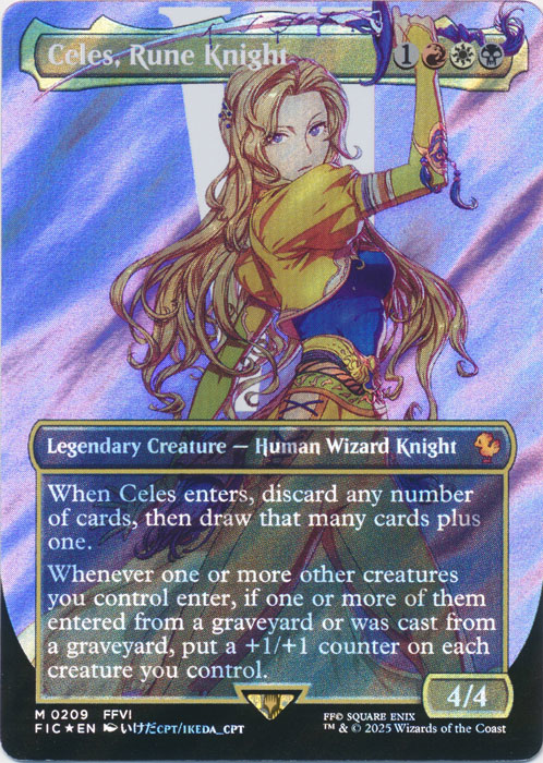 [BORDERLESS SURGE FOIL] Celes, Rune Knight - #209 - Mythic Final Fantasy Commander