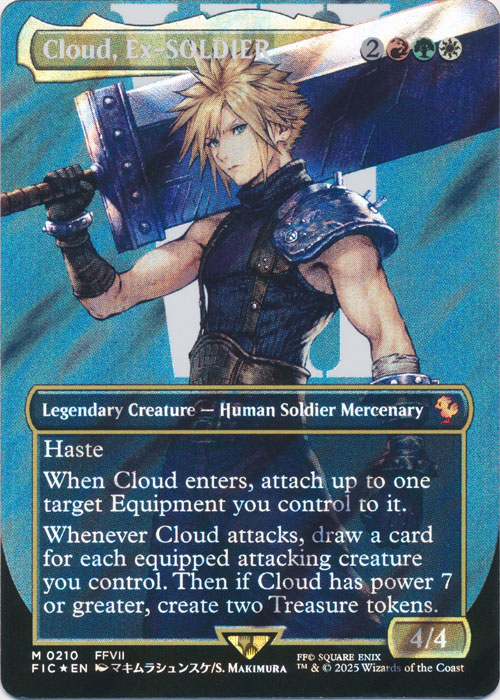 [BORDERLESS SURGE FOIL] Cloud, Ex-SOLDIER - #210 - Mythic Final Fantasy Commander