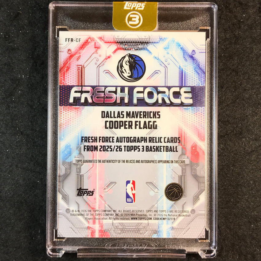 2025-26 Topps Three COOPER FLAGG Fresh Force Rookie Relic Autos Gold 5/10