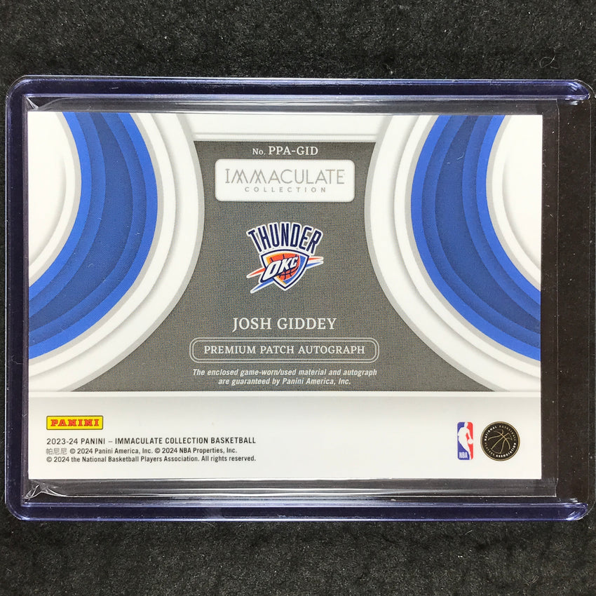 2023-24 Immaculate JOSH GIDDEY Premium Patch Auto 3/10