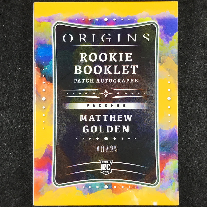2025 Origins Football MATTHEW GOLDEN Rookie Booklet Patch Auto Gold 18/25