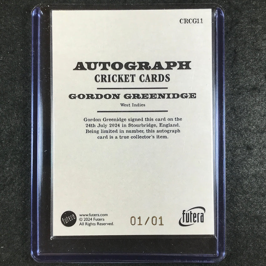 2024 Futera Vintage Cricket SIR GORDON GREENIDGE Gold Frame Auto 1/1 #CRCG11