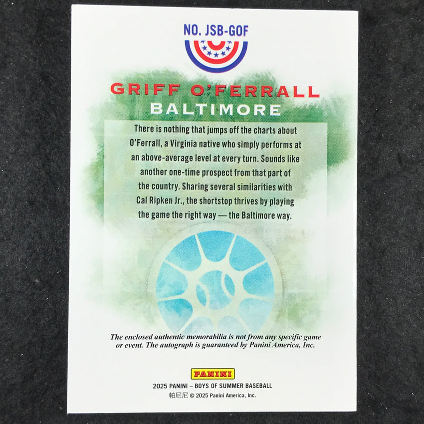 2025 Boys of Summer GRIFF O'FERRALL Jumbo Swatch Patch Auto Booklet Gold 3/10