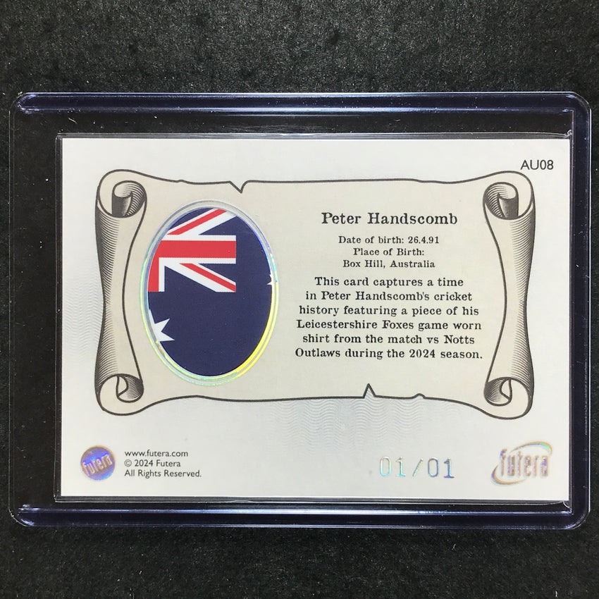 2024 Futera Vintage Cricket PETER HANDSCOMB Flag Memorabilia Relic Platinum 1/1