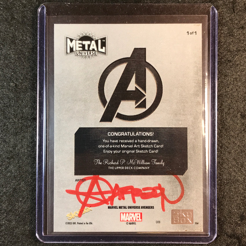 2024 Marvel Metal Universe Avengers HAWKEYE Artist Sketch 1/1 ANDY CARREON