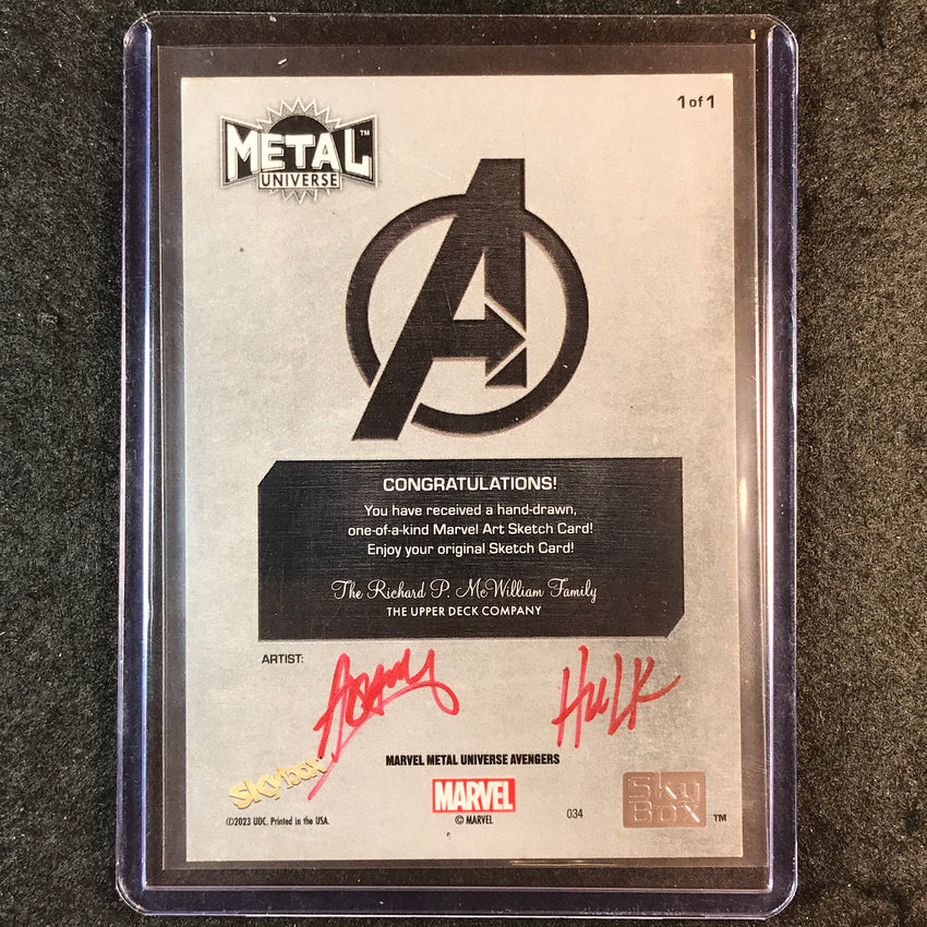 2024 Marvel Metal Universe Avengers HULK Artist Sketch 1/1 ARTIST UNKNOWN
