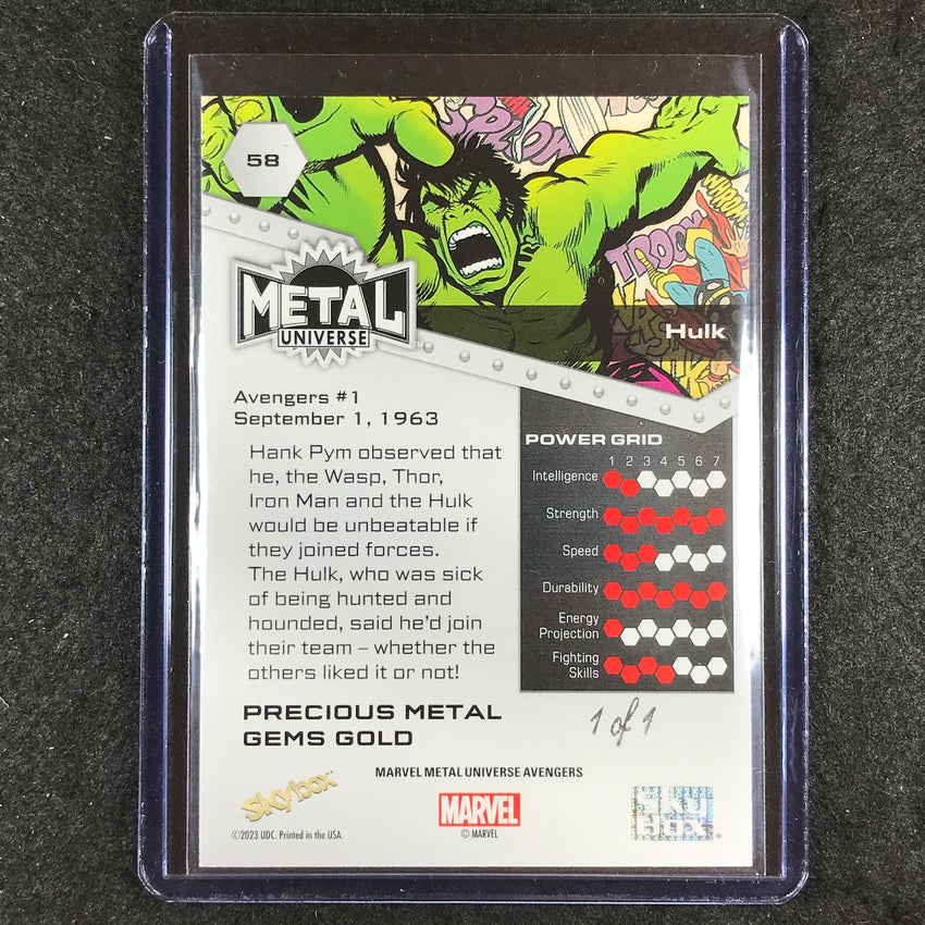 2024 Marvel Metal Universe Avengers HULK Precious Metal Gems Gold 1/1 #58