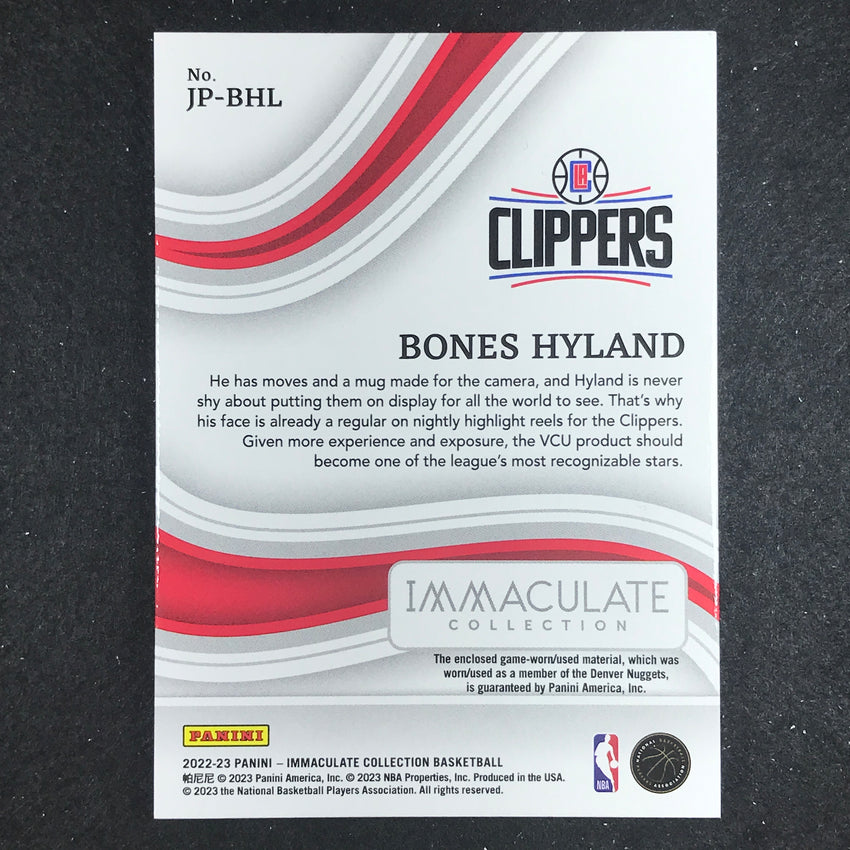 2022-23 Immaculate Bones Hyland Jumbo Patches Team Logo 4/10