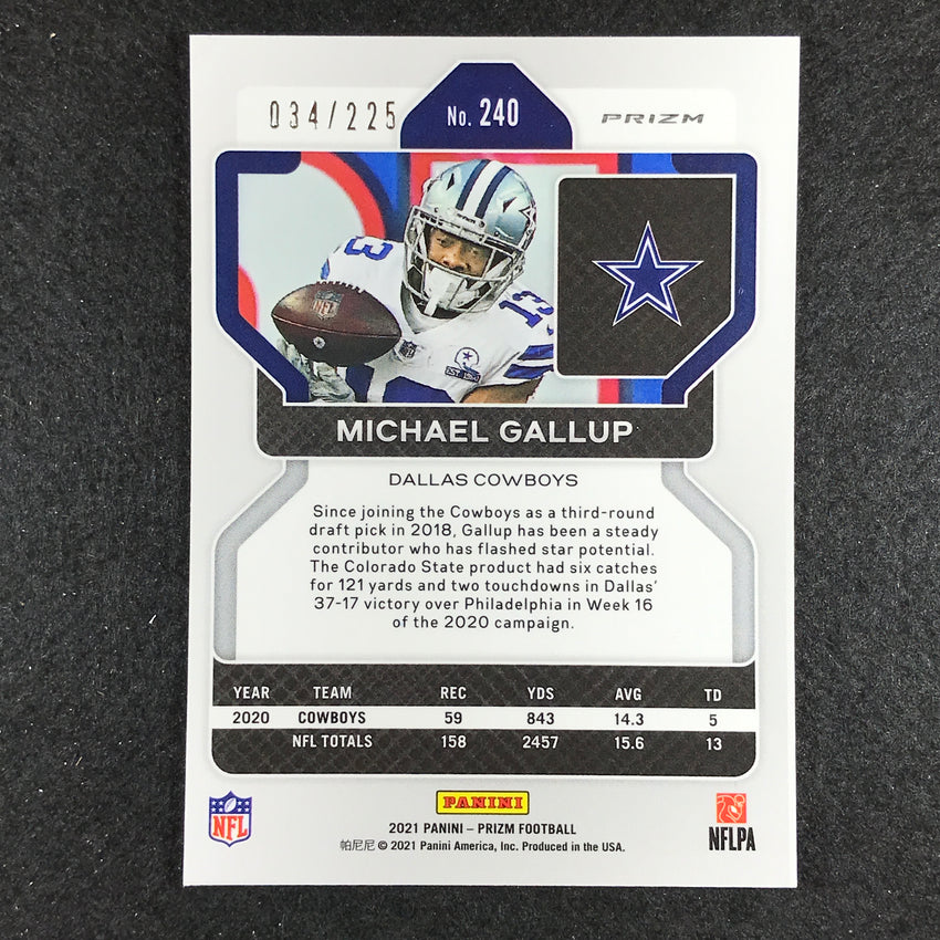 2021 Prizm Michael Gallup Purple Ice /225