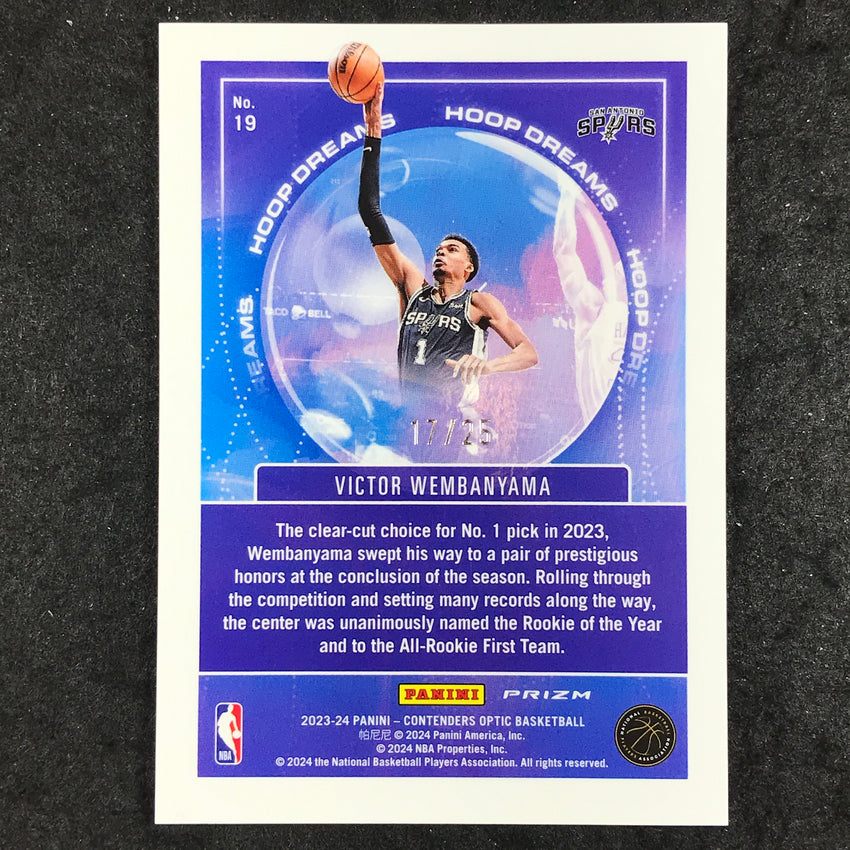 2023-24 Contenders Optic VICTOR WEMBANYAMA Hoop Dreams Rookie Green Pulsar 17/25