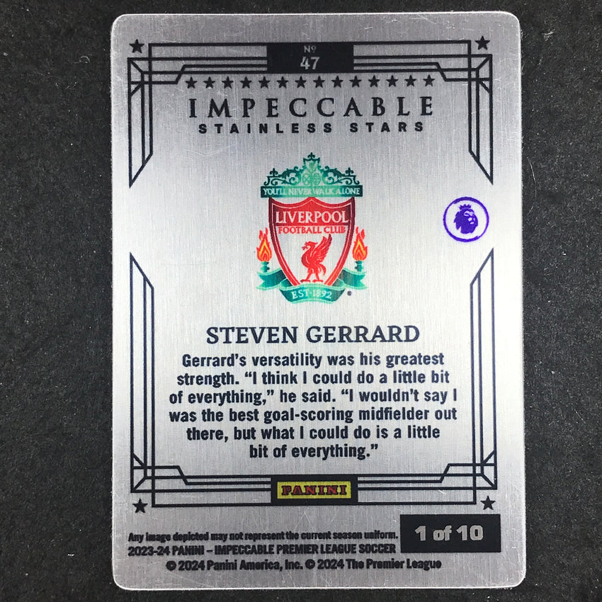 2023-24 Impeccable Soccer STEVEN GERRARD Stainless Stars Gold 1/10 #47