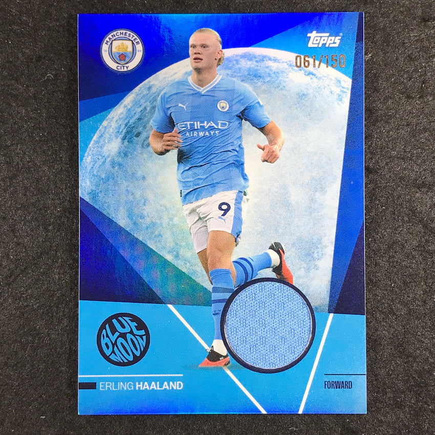 2023-24 Topps Manchester City ERLING HAALAND Blue Moon Jersey Relic Blue 61/150