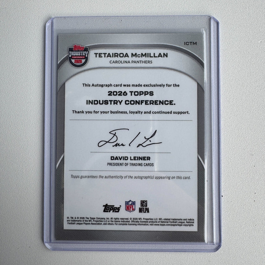 2026 Topps Industry Conference TETAIROA MCMILLAN Autograph #ICTM