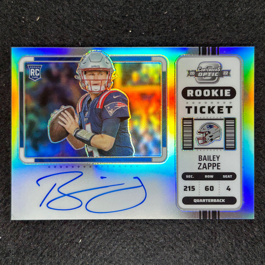 2022 Contenders Optic BAILEY ZAPPE Rookie Ticket RPS Variation Auto Silver #104
