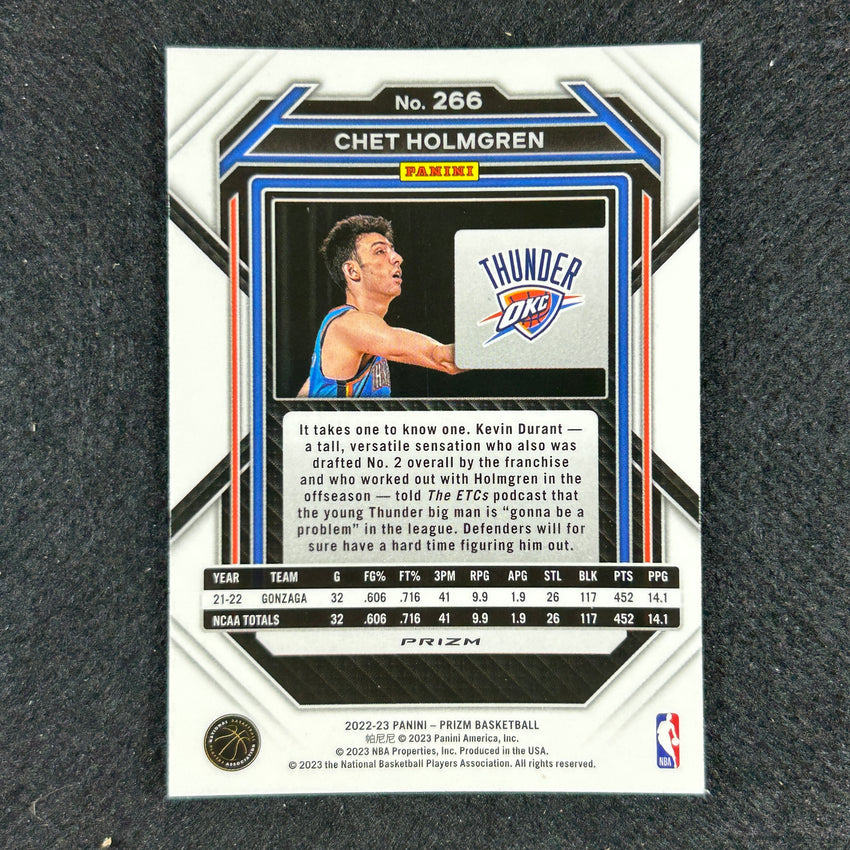 2022-23 Prizm Chet Holmgren Choice Rookie Blue Yellow Green Scope No 266
