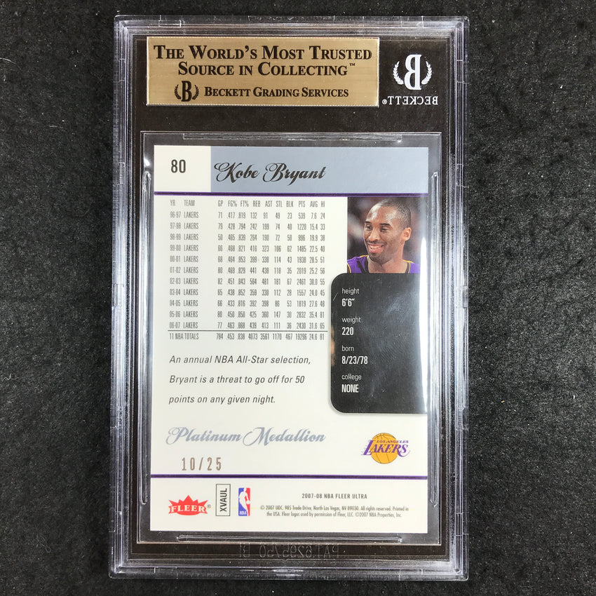2007-08 Fleer Ultra Kobe Bryant Platinum Medallion 10/25 BGS 9.5