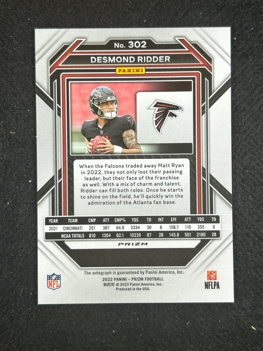 2022 Prizm Desmond Ridder Rookie Auto Silver Prizm No 302