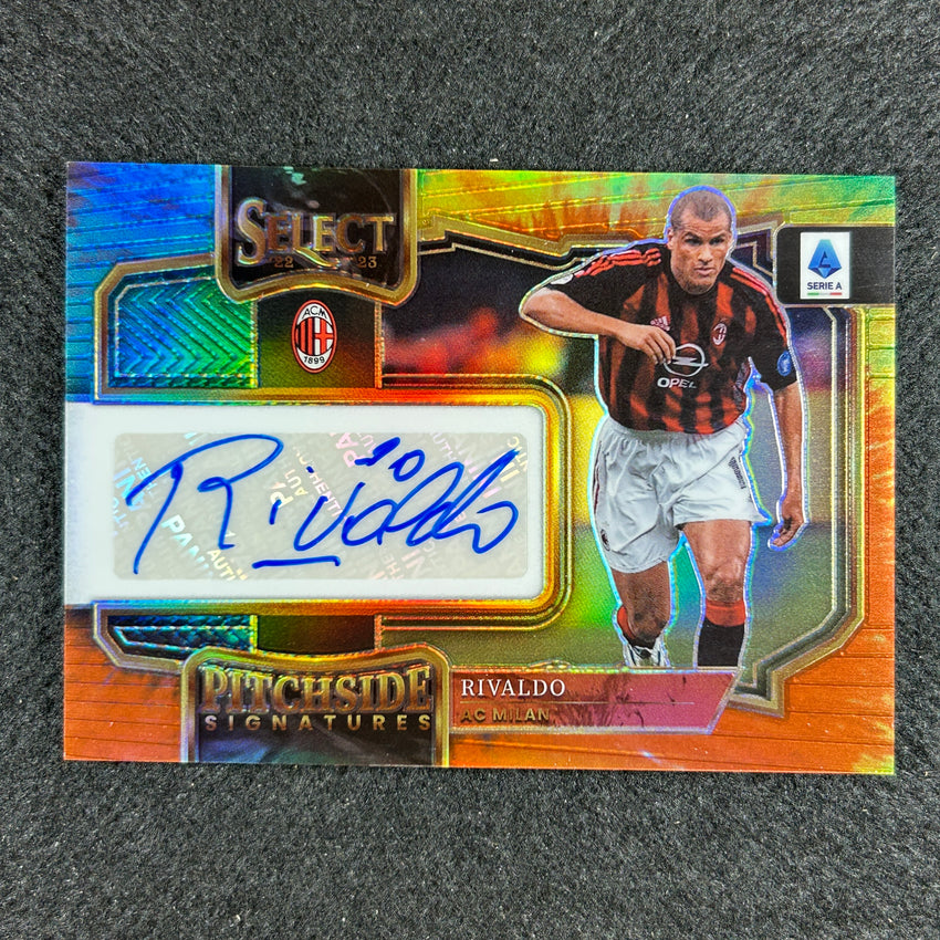 2022-23 Select Serie A Rivaldo Pitchside Signatures Auto Tie-dye 6/15