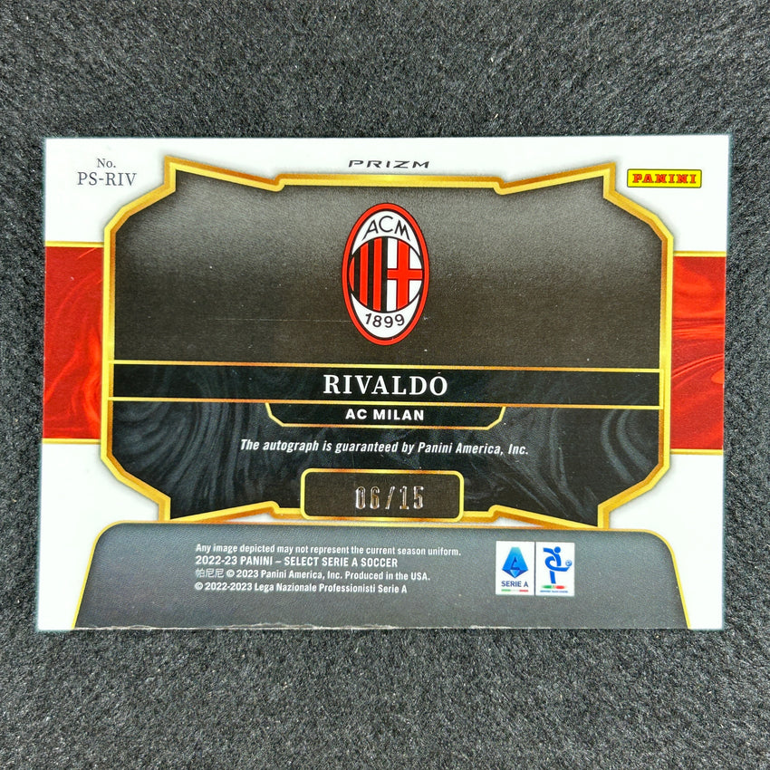 2022-23 Select Serie A Rivaldo Pitchside Signatures Auto Tie-dye 6/15