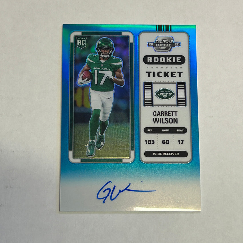 2022 Contenders Optic Garrett Wilson Rookie Ticket Rps Auto Teal 49/99
